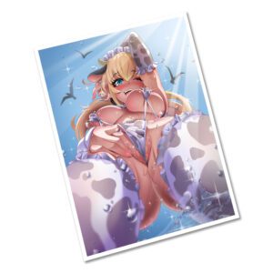 Milk Tide Maiden Signed Anime Print – NSFW Beach Scene